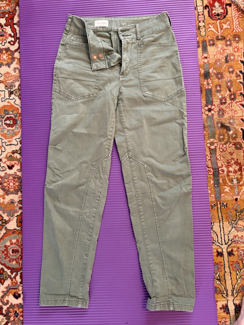 Anthropologie PILCRO Olive Utility Pants Size 25